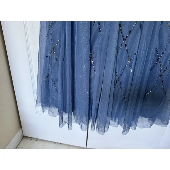 NWT Adrianna Papell Beaded Evening Gown Or Mother of Bride Sz 10 Blue - Picture 7 of 16